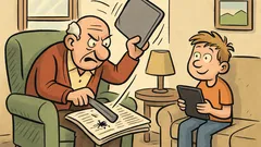 Vic: »Sinko, daj mi časopis.« »Joj, dedek…«