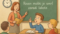 Vic: Učiteljica napiše stavek o revnem moškem