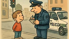 Vic: Mali Jure gleda policista pri delu