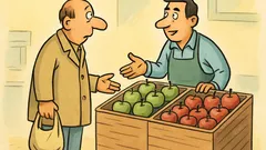 Vic: »Kilo jabolk, prosim,« reče mož