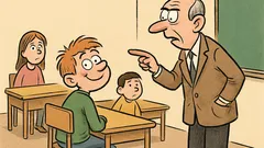 Vic: Učitelj vpraša Janezka, kaj dela zadaj