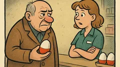 Vic: Starejši gospod kupuje Kinder jajčko