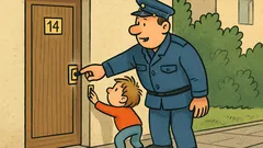 Vic: Policist pomaga malčku pri zvoncu