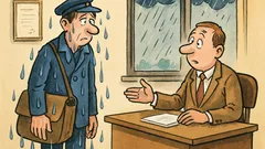 Vic: Poštni upravnik reče pismonošu v dežju