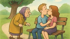 Vic: Starejša gospa v parku vpraša mlad par