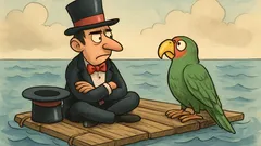 Vic: Čarovnik na ladji gleda papagaja sumljivo