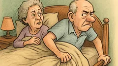 Vic: Ostareli par leži v postelji, ona...