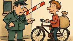 Vic: Janezek gre peš čez carino s kolesom